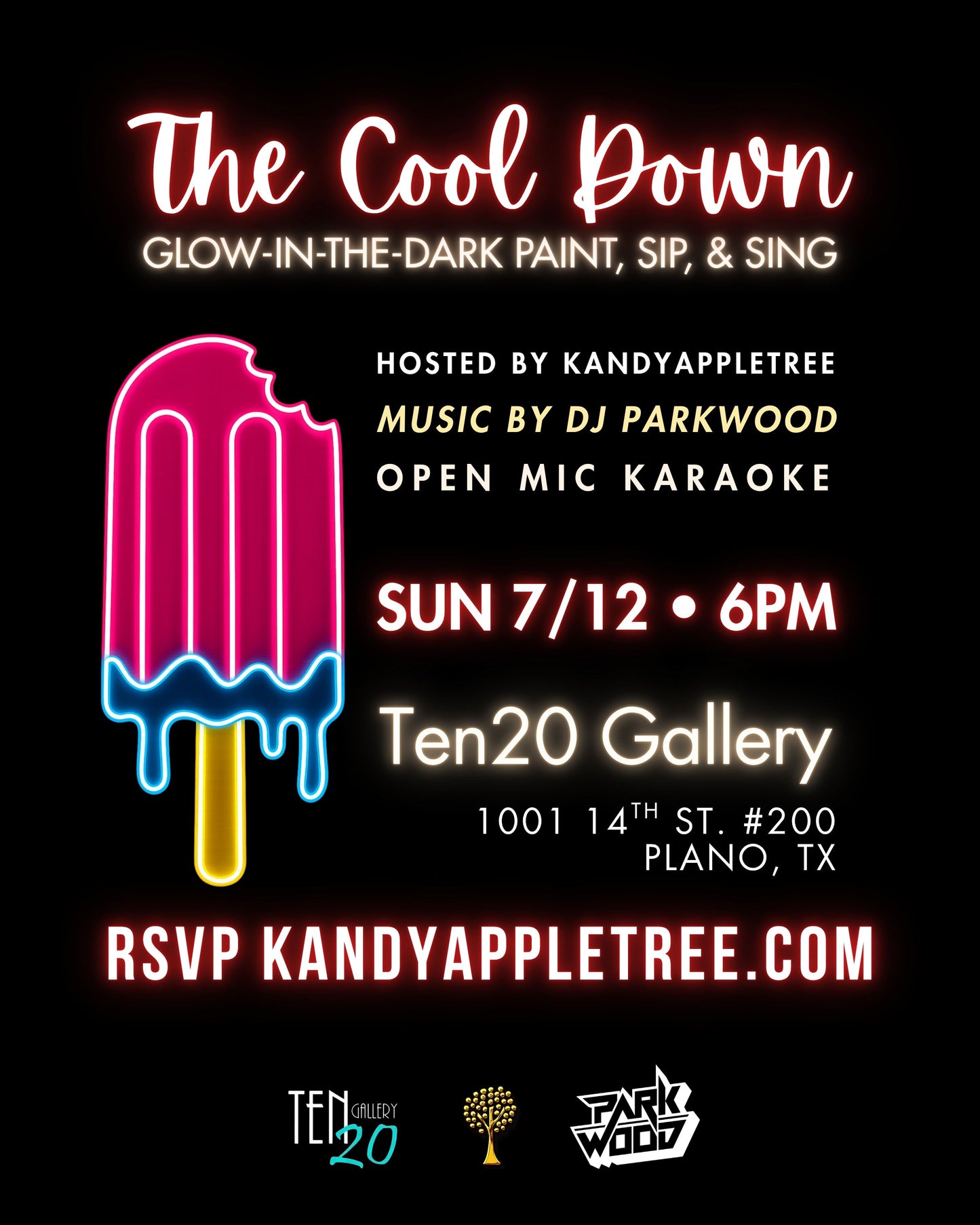 The Cool Down Glow-In-The-Dark Paint, Sip, & Sing – Sunday 7/12/26 6pm