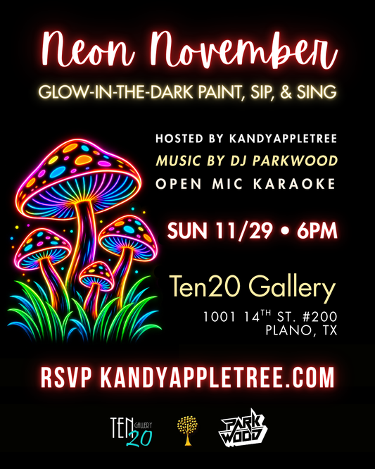 Neon November Glow-In-The-Dark Paint, Sip, & Sing – Sunday 11/29/26 6pm