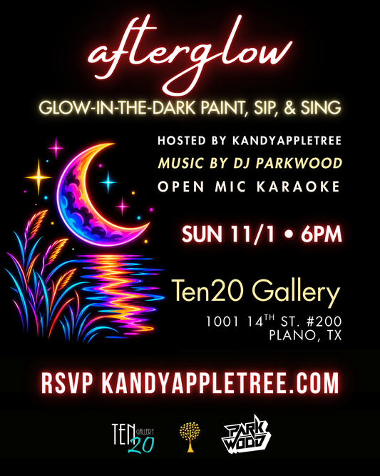 Afterglow Glow-In-The-Dark Paint, Sip, & Sing – Sunday 11/1/26 6pm