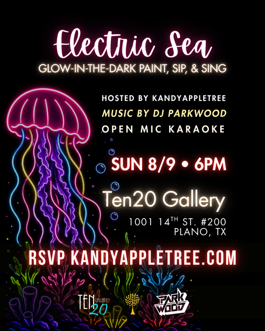Electric Sea Glow-In-The-Dark Paint, Sip, & Sing – Sunday 8/9/26 6pm